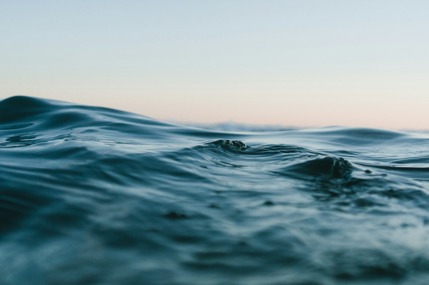 Blue ocean water in soft morning light